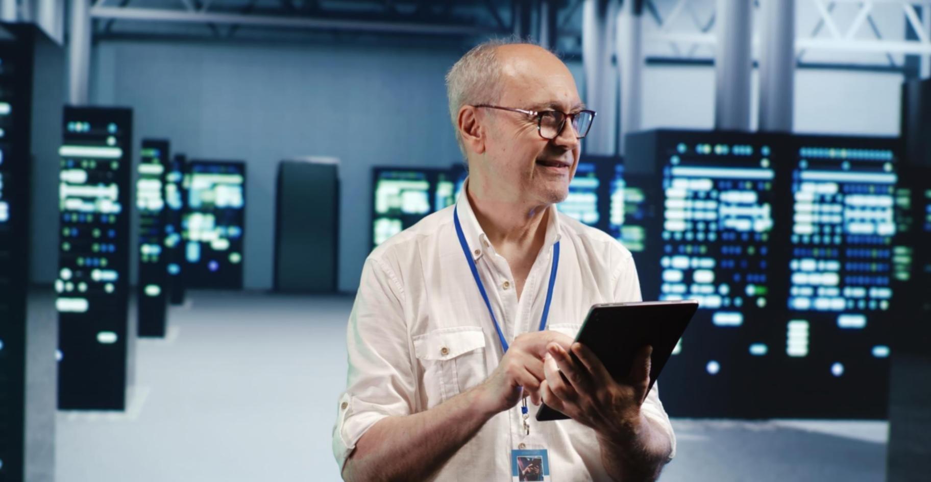 Modern blockchain technology workspace with professionals collaborating